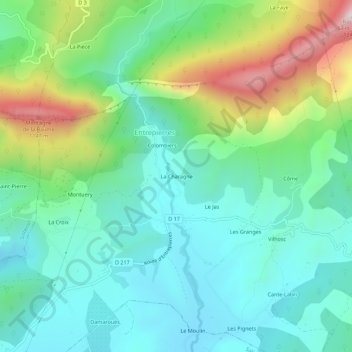 Topografische kaart La Charagne hoogte reliëf