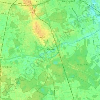 Topografische Kaart Hiltrup Hoogte Reli F