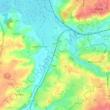 Topografische Kaart Airel Hoogte Reli F