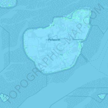 Topografische kaart Pellworm, hoogte, reliëf