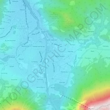 Topografische kaart Grashof, hoogte, reliëf