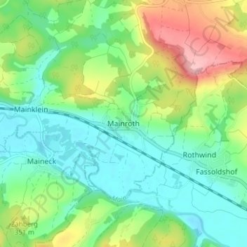 Topografische kaart Mainroth, hoogte, reliëf
