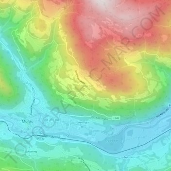 Topografische kaart Stolzalpe, hoogte, reliëf