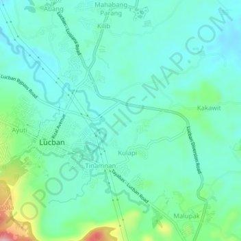Topografische kaart Kulapi, hoogte, reliëf