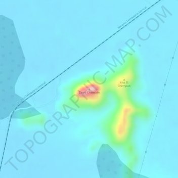 Topografische kaart Cerro Champán, hoogte, reliëf