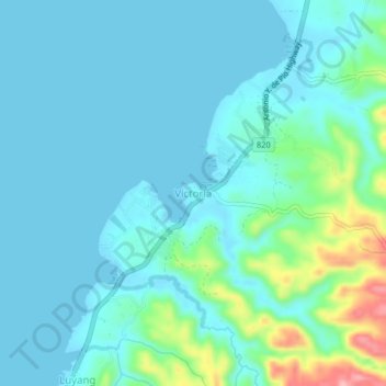 Topografische kaart Victoria, hoogte, reliëf