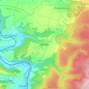 Topografische kaart Fernitz, hoogte, reliëf