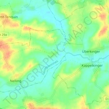 Topografische kaart Petit Rohrbach, hoogte, reliëf