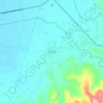 Topografische kaart Basag, hoogte, reliëf