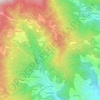 Topografische kaart Rovaci, hoogte, reliëf