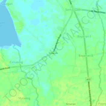 Topografische kaart Simaron, hoogte, reliëf