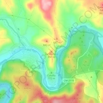 Topografische kaart La Mortera, hoogte, reliëf