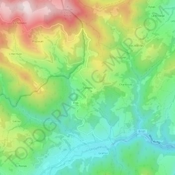 Topografische kaart Toissieu, hoogte, reliëf