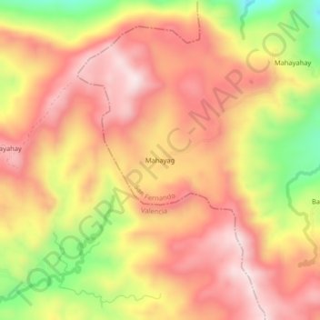 Topografische kaart Mahayag, hoogte, reliëf