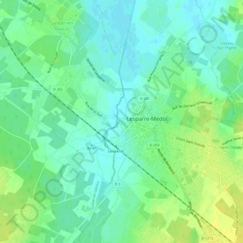 Topografische kaart Eyran, hoogte, reliëf