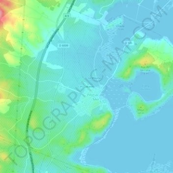 Topografische kaart Les Cabanes, hoogte, reliëf