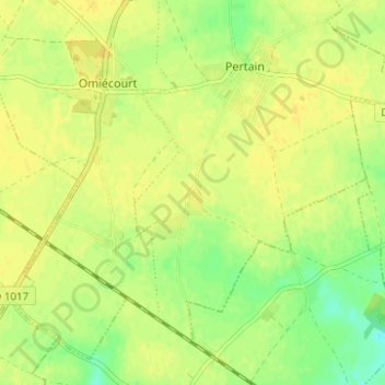 Topografische kaart Berseaucourt, hoogte, reliëf