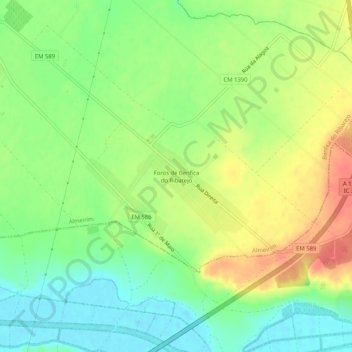 Topografische kaart Foros de Benfica do Ribatejo, hoogte, reliëf