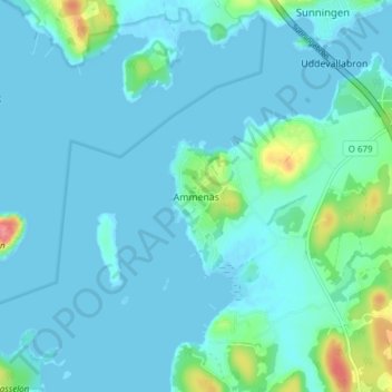 Topografische kaart Ammenäs, hoogte, reliëf