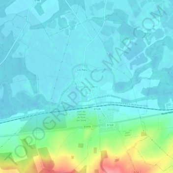 Topografische kaart Pont-sur-Seine, hoogte, reliëf