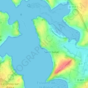 Topografische kaart La Ville Neuve, hoogte, reliëf