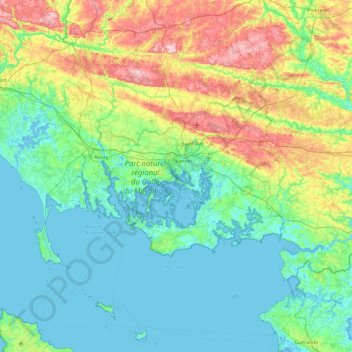 Topografische kaart Vannes, hoogte, reliëf