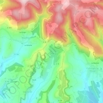 Topografische kaart Langlade, hoogte, reliëf