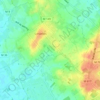 Topografische kaart La Vallée, hoogte, reliëf