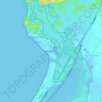 Topografische kaart MARLINDA, hoogte, reliëf