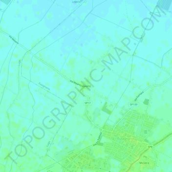 Topografische kaart Maiano, hoogte, reliëf