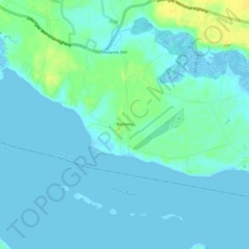 Topografische kaart Berkeley, hoogte, reliëf