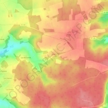 Topografische kaart Couilly, hoogte, reliëf