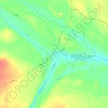 Topografische kaart Pokka, hoogte, reliëf