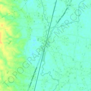 Topografische kaart Bojoypur, hoogte, reliëf