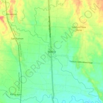 Topografische kaart Mallig, hoogte, reliëf