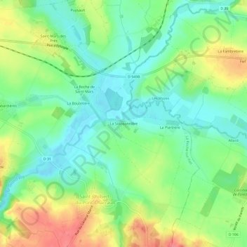 Topografische kaart La Solissonnière, hoogte, reliëf