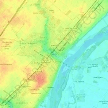 Topografische kaart Beauvilliers, hoogte, reliëf