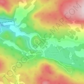 Topografische kaart Pinantan Lake, hoogte, reliëf