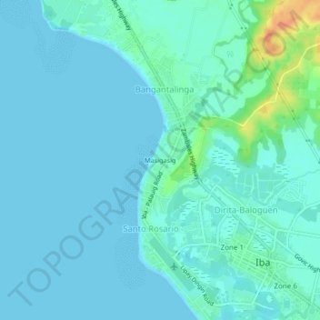 Topografische kaart Masigasig, hoogte, reliëf