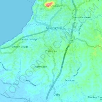 Topografische kaart Phillipines, hoogte, reliëf