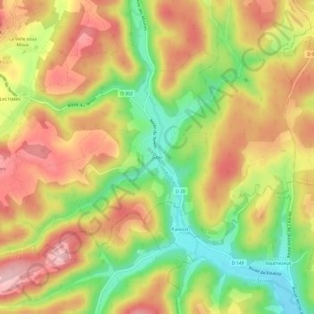 Topografische kaart Goix, hoogte, reliëf