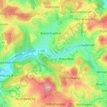 Topografische kaart Unter der Hardt, hoogte, reliëf