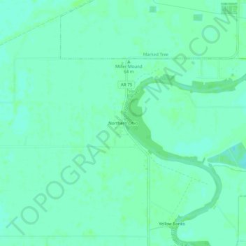 Topografische kaart Northern Ohio, hoogte, reliëf