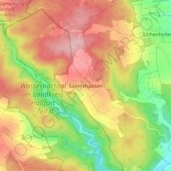 Topografische kaart Sailershausen, hoogte, reliëf