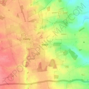 Topografische kaart Aisby, hoogte, reliëf