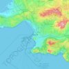 Topografische kaart Marseille, hoogte, reliëf