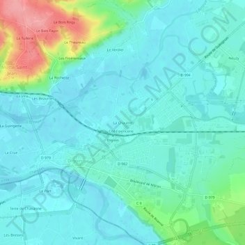 Topografische kaart La Chaume, hoogte, reliëf