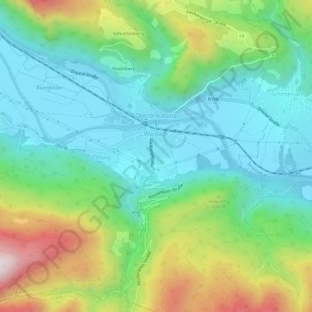 Topografische kaart Waidach, hoogte, reliëf