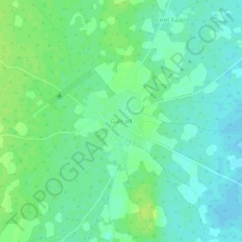 Topografische kaart Galcad, hoogte, reliëf