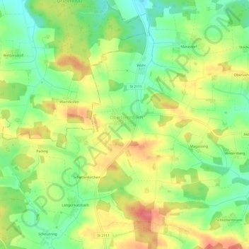 Topografische kaart Obertrennbach, hoogte, reliëf